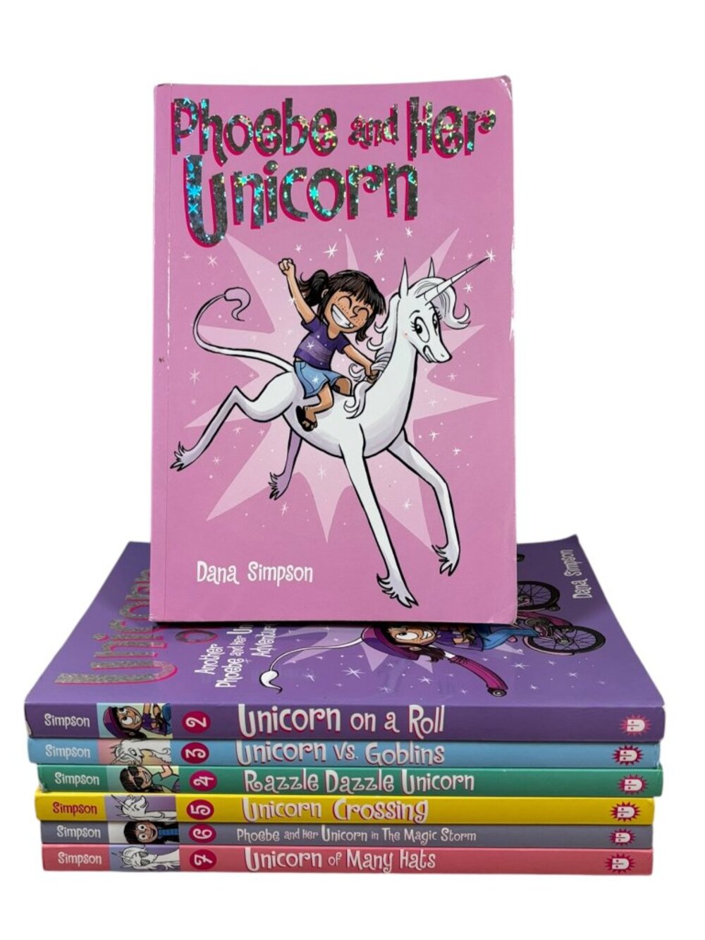 Lot Of 7 Phoebe And Her Unicorn Books by Dana Simpson Graphic Novels Girls